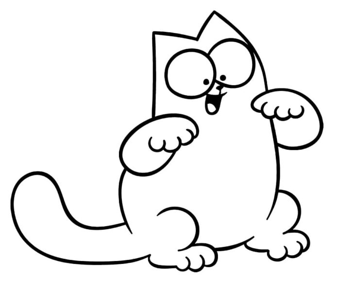 Malbuch zum Ausdrucken Fröhliche Katze Simon