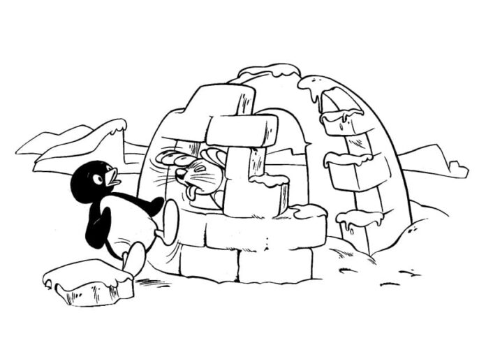 Farvelægningsbog med Robby og Pingu-figurer til udskrivning