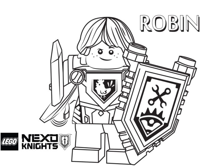 Livro para colorir Robin Hood imprimível de Nexo Knights Lego