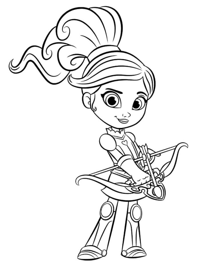 Colouring book Knight Nella with bow for kids to print