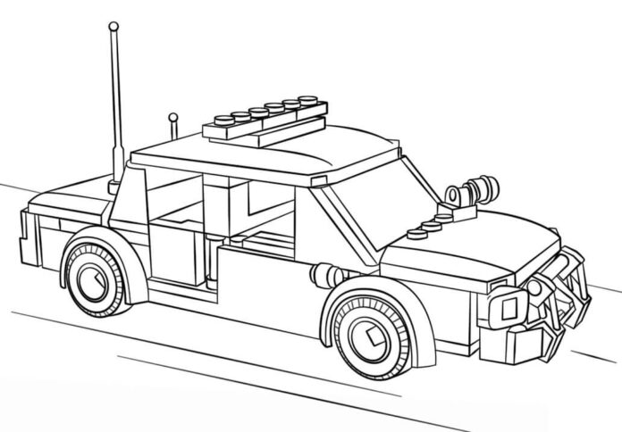 Printable Coloring Book Policy Car from Lego City