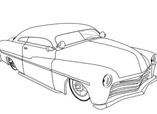 Färgbok Bil 50-talet Hot Rod att skriva ut