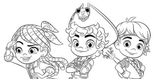 Printable coloring book of Santiago and friends