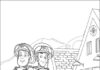 Druckfähiges Malbuch mit einer Szene aus dem Zeichentrickfilm Fireman Sam für Kinder