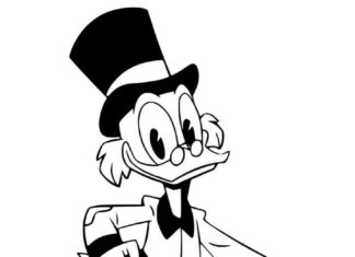 Kolorowanka Scrooge McDuck z Ducktales do druku