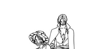 Serious Shanks and Luffy printable coloring book
