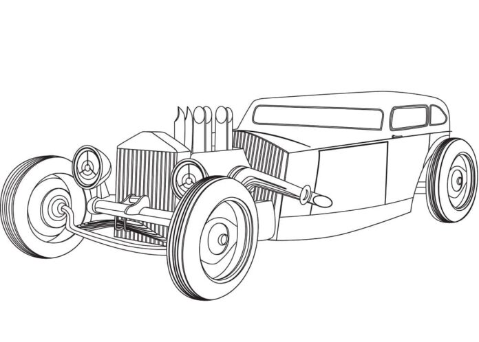 Coloring Book Engine on Top in Hot Rod to Print