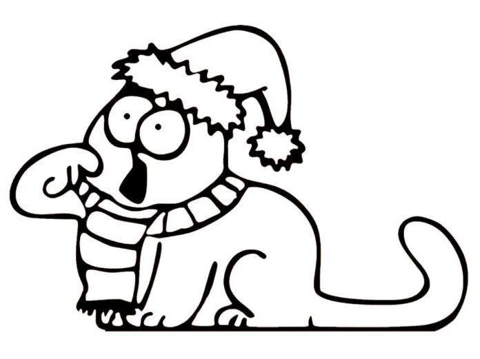 Printable Simon coloring book with hat and scarf