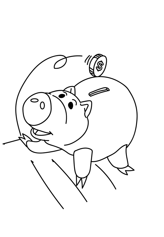 Printable piggy bank coloring book