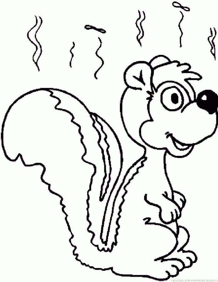 Skunk coloring book from cartoon printable for kids