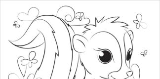 Livre de coloriage Skunk with big eyes à imprimer