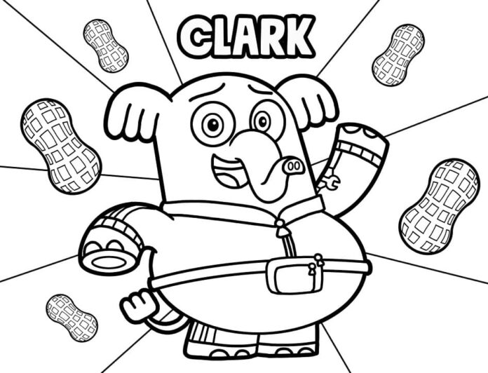 Färgbok för elefanten Clark som kan skrivas ut