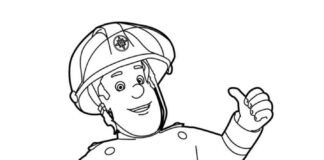 Livre à colorier Firefighter Sam, tiré du dessin animé pour enfants, à imprimer