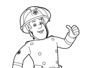 Malbuch Feuerwehrmann Sam aus dem Zeichentrickfilm für Kinder zum Ausdrucken