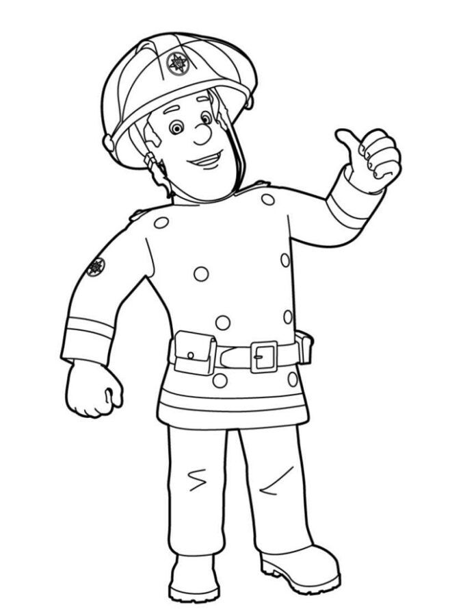 Livre à colorier Firefighter Sam, tiré du dessin animé pour enfants, à imprimer