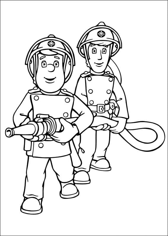 Färgbok för Fireman Sam som kan skrivas ut tillsammans med en vän