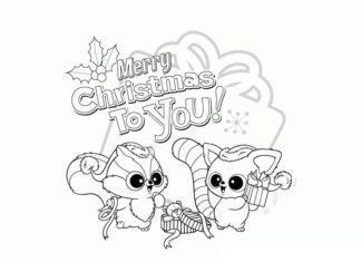 Nyomtatható karácsonyi színezőkönyv a Yoohoo és barátai által