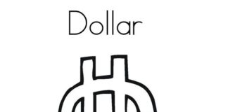 Malbuch Dollar-Symbol für Druck und Online