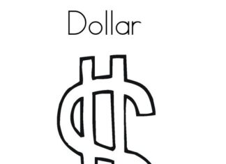 Kolorowanka Symbol dolara do druku i online