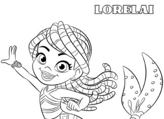Udskrivbar havfrue Lorelai malebog