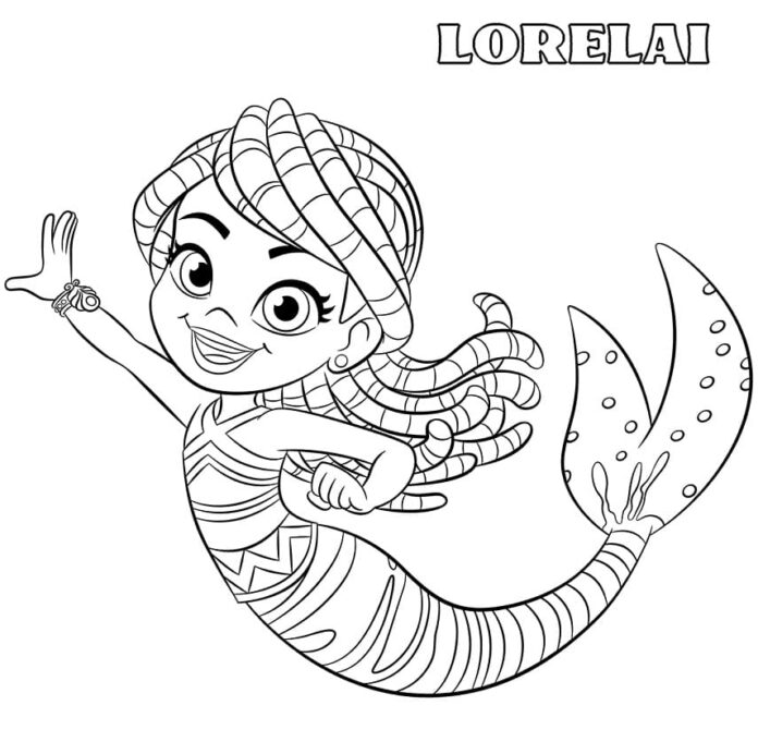 Livro para colorir Mermaid Lorelai para imprimir