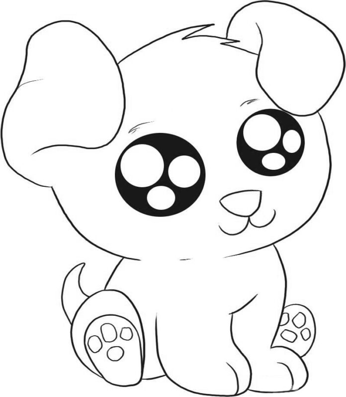 Puppy with big eyes coloring book to print