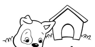 Puppies play outside printable coloring book for kids