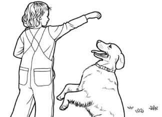 Színezőkönyv Kutyakiképzés - kiképzés gyerekeknek nyomtatható