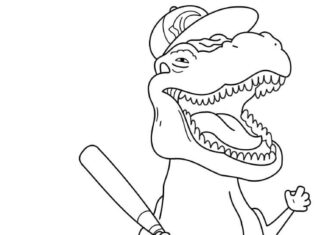 Tyrannosaurus Mildred coloring book from children's cartoon to print