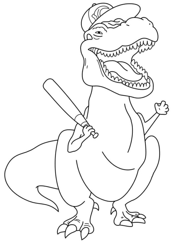 Libro da colorare Tyrannosaurus Mildred dal cartone animato per bambini da stampare
