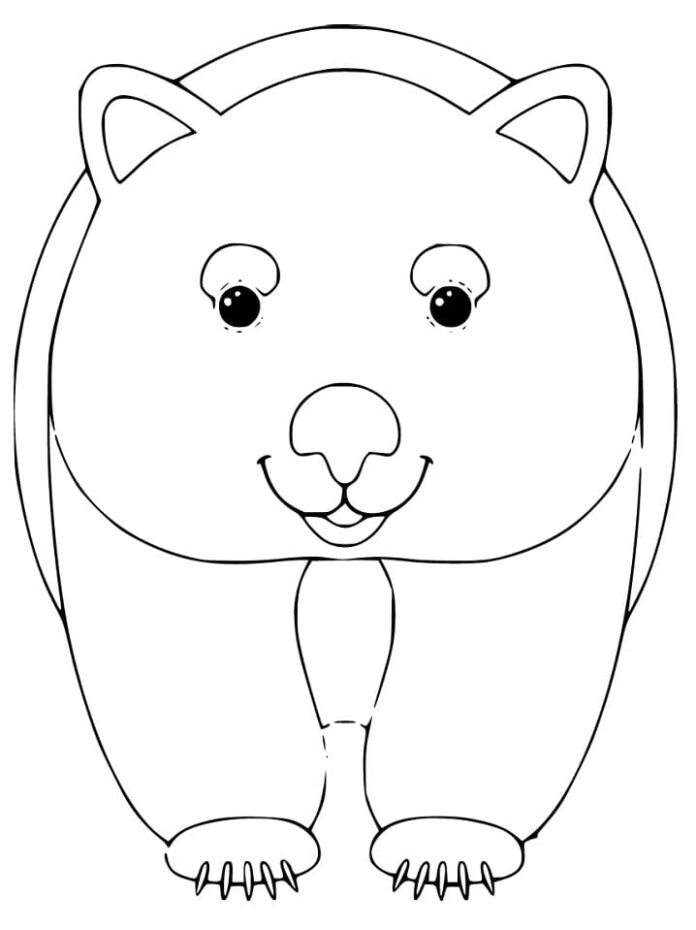 Livro para colorir Wombat Cute para crianças de colo