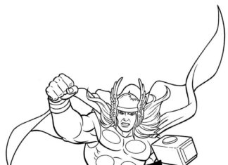 Coloring Book Fighting Warrior with Hammer