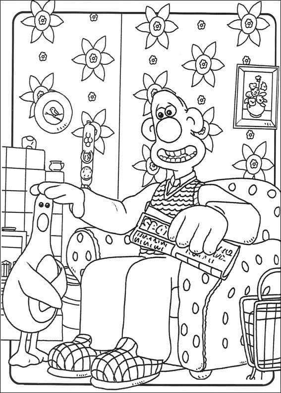 Libro para colorear de Wallace y Gromit para niños para imprimir