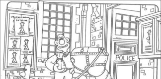 Livre de coloriage Wallace et Gromit à imprimer - Scène du conte de fées