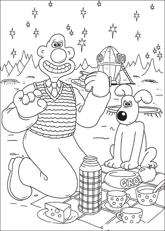 Libro da colorare Wallace e Gromit stampabile