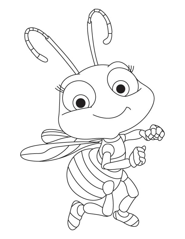 Online-Malbuch Eine lustige Fee Biene