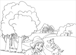 Livre de coloriage Le Loup et le Chaperon rouge pour enfants