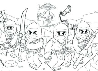 Ninjago Warriors színezőkönyv gyerekeknek nyomtatásra