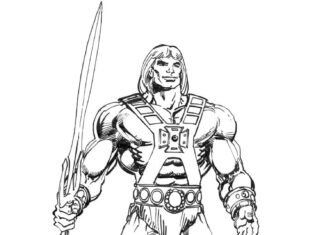 Livre à colorier He-man warrior with sword à imprimer