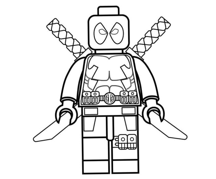 Libro para colorear Lego Deadpool Warrior para imprimir y online