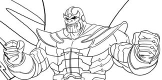 Färgbok för krigare Thanos som kan skrivas ut