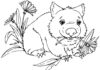 Colouring book Wombat eating flowers to print
