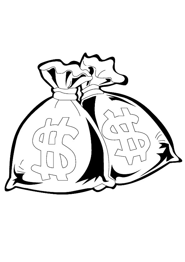 Omalovánky Peníze pytle dolarů k vytisknutí