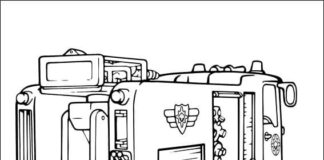 Printable cartoon fire truck coloring book