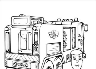 Libro para colorear de dibujos animados de camiones de bomberos para imprimir