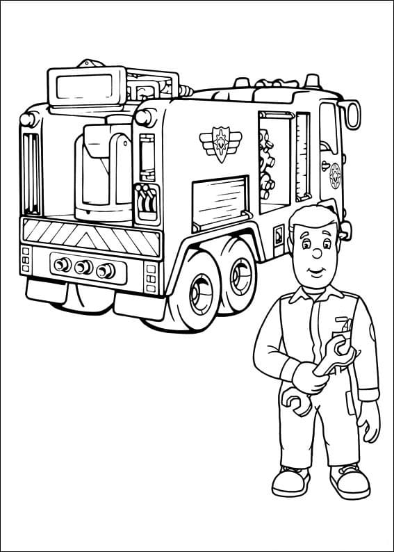 Printable cartoon fire truck coloring book