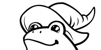 Frog in a hat coloring book to print