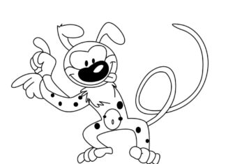 Coloring Book Funny Marsupilami with Long Tail to Print