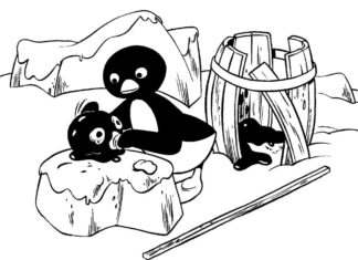 Malbuch Pingu-Spiele für Kinder zum Ausdrucken