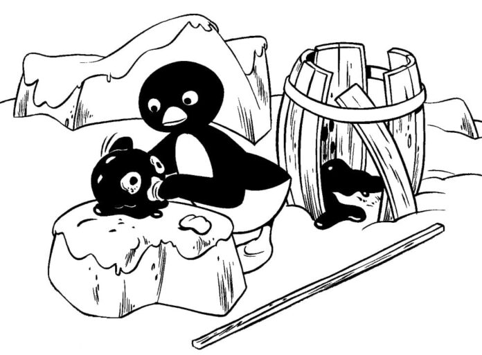 Libro da colorare Pingu giochi per bambini da stampare